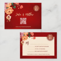 Casamento chinês RSVP Vermelho do Código QR