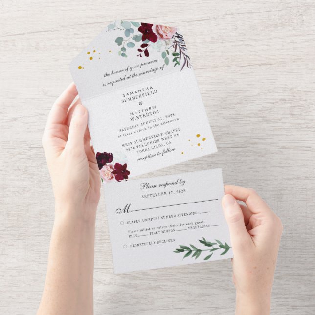 Casamento Cinza-Floral Cinza-Rosa Verde (Tearaway)