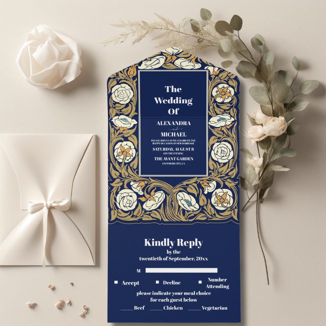 Casamento Clássico Azul Art Nouveau (Criador carregado)