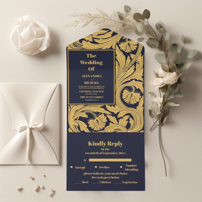 Casamento Clássico Azul Art Nouveau (Criador carregado)
