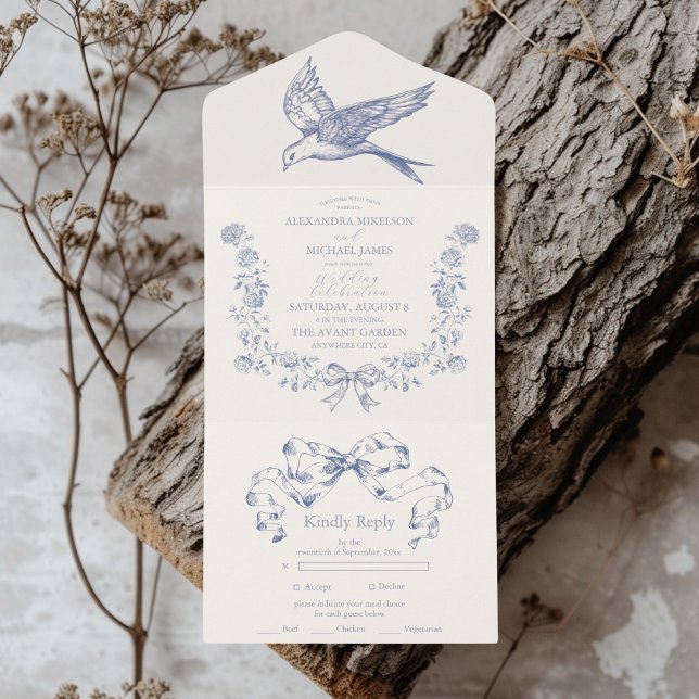Casamento Clássico Azul-Branco Vitoriano (Criador carregado)