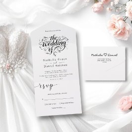 Casamento Clássico Branco e Preto de Script Elegan