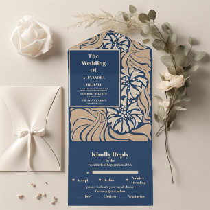 Casamento Clássico de Arte Azul Nouveau