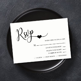 Casamento Clássico de Menu Preto e Branco