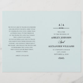 Casamento clássico elegante. Programa azul dobrado