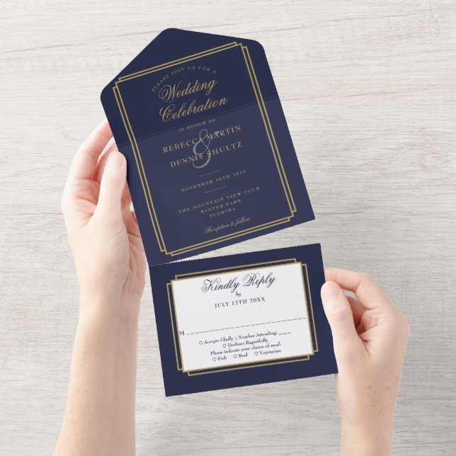 Casamento Clássico em Azul Marinho e Dourado com M (Tearaway)