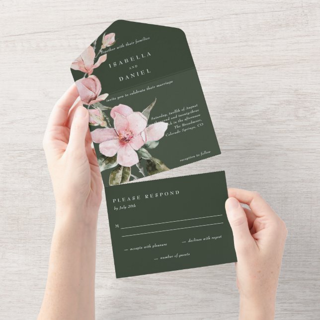Casamento Clássico Floral Magnolia Watercolor (Aba destacável)