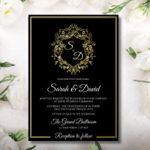 Casamento Clássico Luxuoso Preto e Dourado Elegant