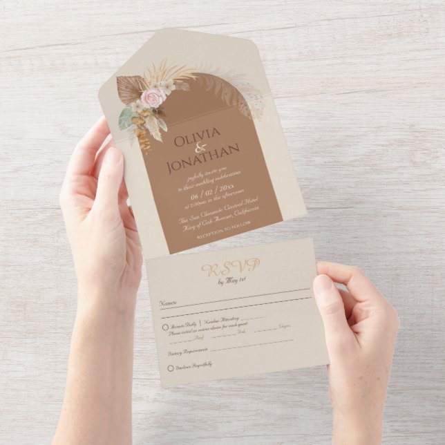 Casamento Clássico Moderno de Boho Rustico Beige B (Tearaway)