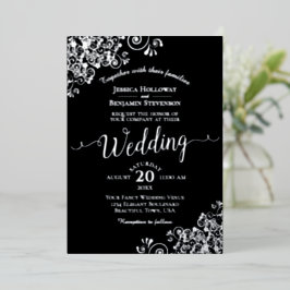 Casamento Clássico Preto com Elegante Folha de Pra