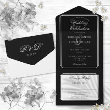 Casamento Clássico Preto e Branco com Monograma De