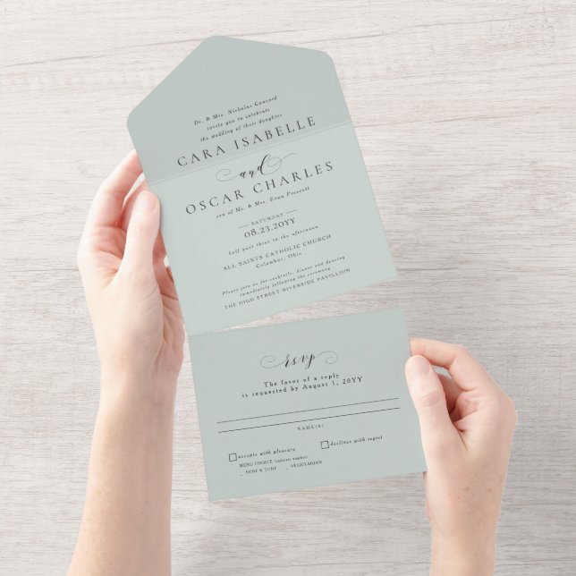 Casamento clássico verde da Sage elegante formal (Aba destacável)