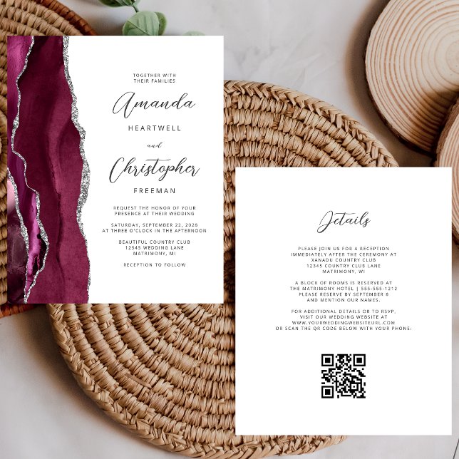 Casamento Código QR com Ágata Prata Orçamento Borg (Criador carregado)