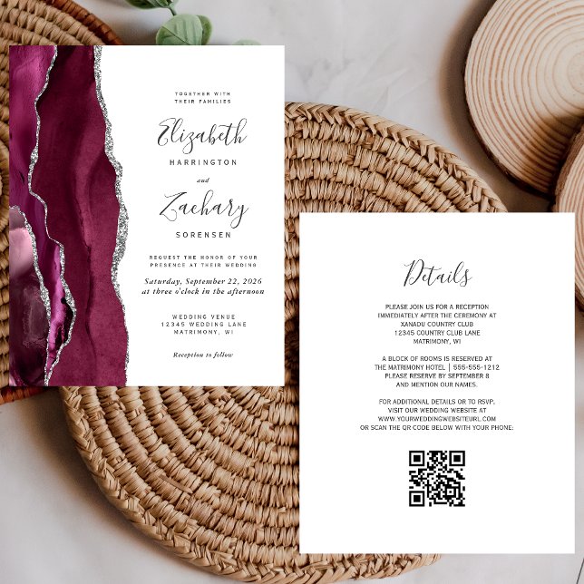 Casamento Código QR com Ágata Prata Orçamento Borg (Criador carregado)