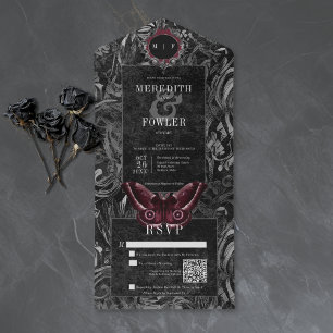 Casamento Código QR da Mariposa Filigrana Vinho Pr