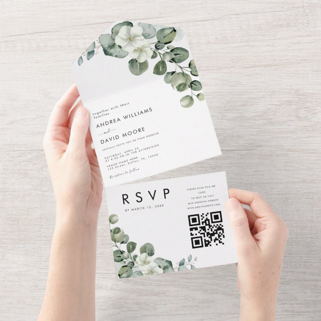 Casamento Código QR de Eucalipto Moderno Minimalis (Aba destacável)