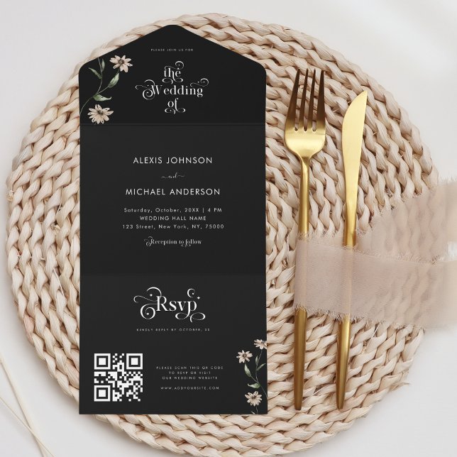 Casamento Código QR de Flores Silvestres da Flores (Criador carregado)