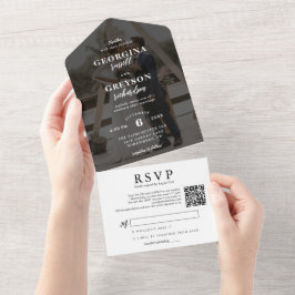 Casamento Código QR de Foto RSVP Branco Clássico