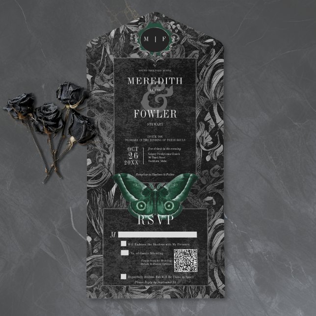 Casamento Código QR de Mariposa Preta com Filigran (Criador carregado)