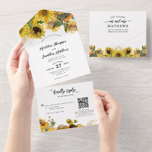 Casamento Código QR Dourado do Girassol Rústico El