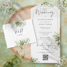 Casamento Código QR Floral de Arcada de Ouro Elega