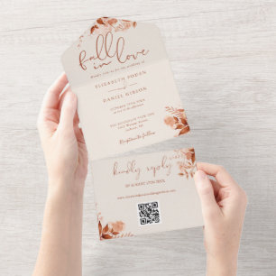 Casamento Código QR Floral Rústico de Outono