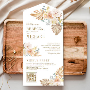 Casamento Código QR Floral Terroso Polvilhado Boho