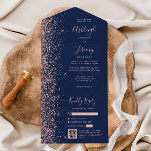 Casamento Código QR Glitter Rosa Dourado Azul Mari