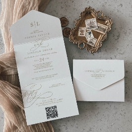 Casamento Código QR Monograma Caligrafia Romântica