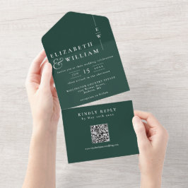 Casamento Código QR Monograma Minimalista Verde Es