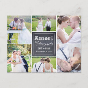 Casamento Collage riscado cartões de agradecimento
