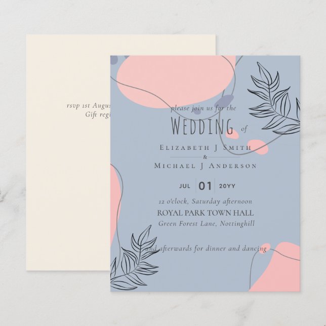 Casamento com Abstrato moderno japonês escandinavo (Frente/Verso)