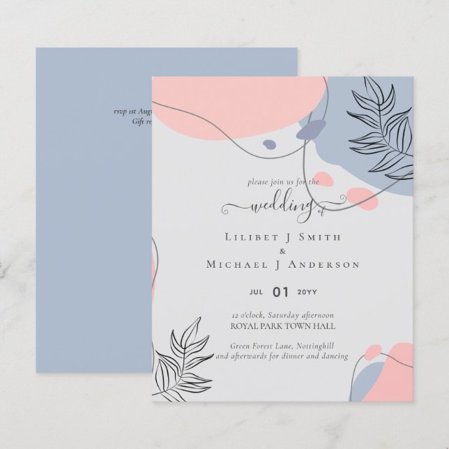 Casamento com Abstrato moderno japonês escandinavo (Frente/Verso)