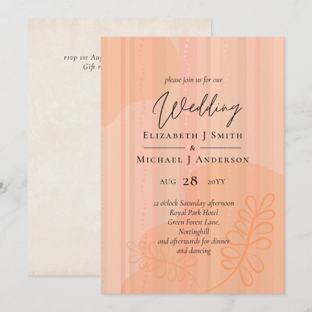 Casamento com Abstrato moderno japonês escandinavo (Frente/Verso)