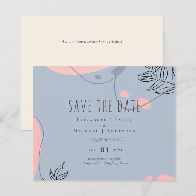 Casamento com Abstrato moderno japonês escandinavo (Frente/Verso)