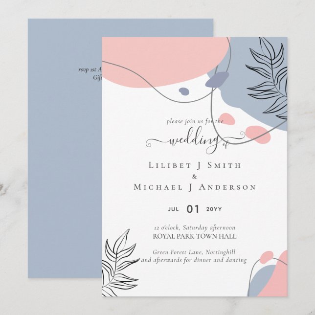 Casamento com Abstrato moderno japonês escandinavo (Frente/Verso)