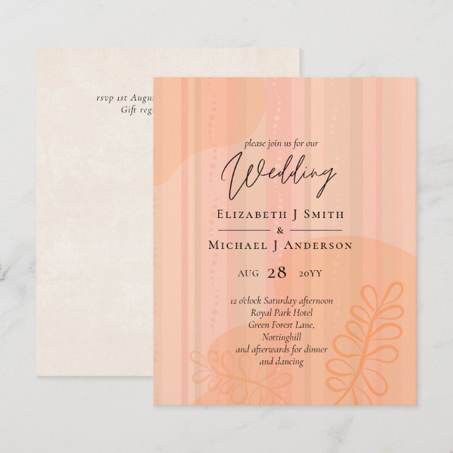 Casamento com Abstrato moderno japonês escandinavo (Frente/Verso)