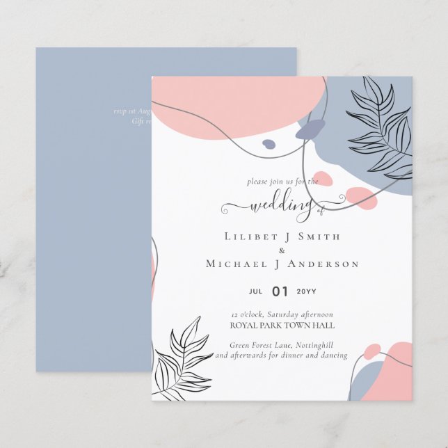 Casamento com Abstrato moderno japonês escandinavo (Frente/Verso)