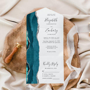 Casamento com Agata Azul-Prata Moderno