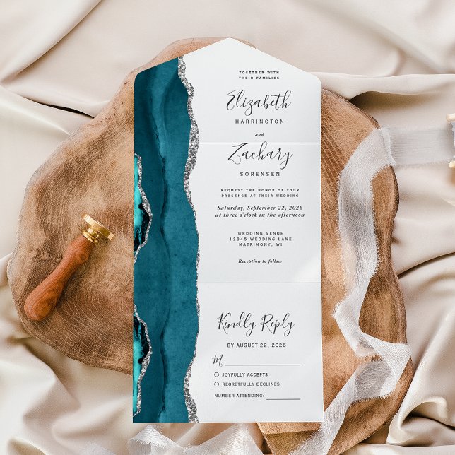 Casamento com Agata Azul-Prata Moderno (Criador carregado)