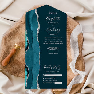 Casamento com Agata de Teal Escuro Moderno
