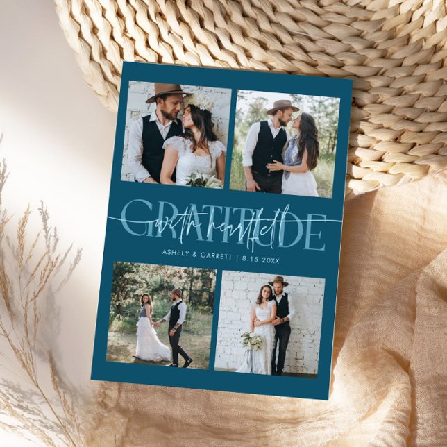 Casamento com Agradecimento Sincero Multi Foto Azu (Criador carregado)