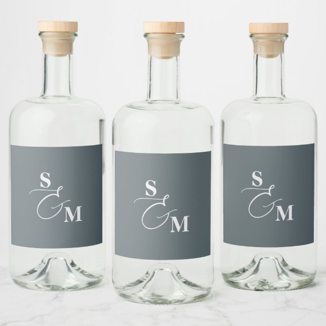 Casamento com Ampersand Moderno Monograma Clássico (Garrafas)