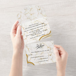 Casamento com Aquarela Abstrata Prata e Ouro