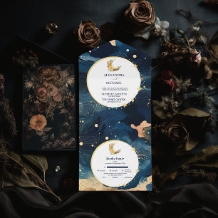 Casamento com Aquarela Azul e Dourado Místico da M