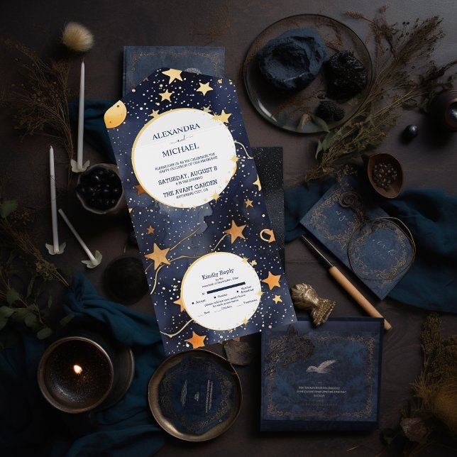 Casamento com Aquarela Azul e Dourado Místico da M (Criador carregado)