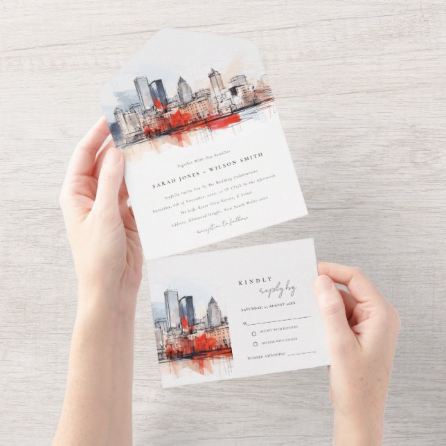 Casamento com Aquarelas da Cidade de Boston Massac (Aba destacável)