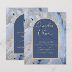 Casamento com Arca de Mármore Dourada Azul Moderno