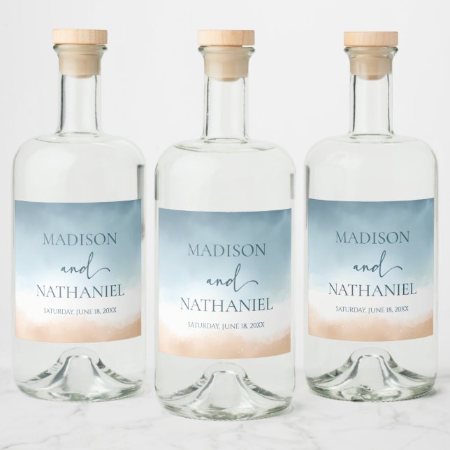 Casamento com areia de praia do Oceano Azul Elegan (Garrafas)