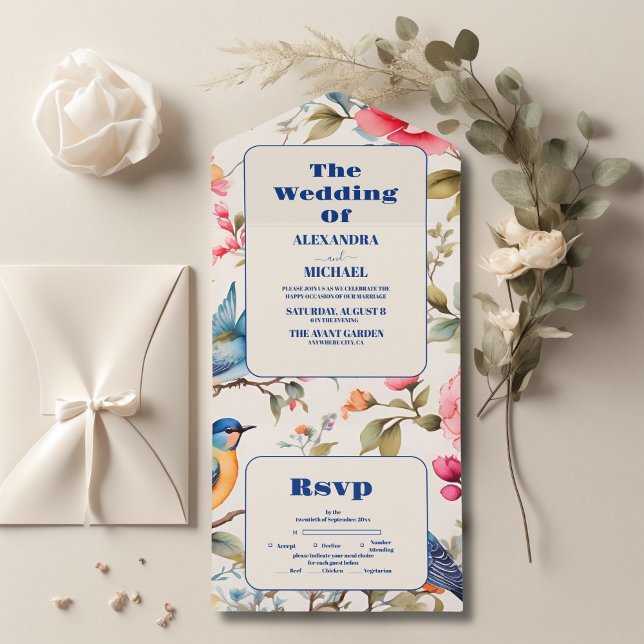 Casamento com Aves Aquáticas Peony Chinoiserie Gar (Criador carregado)
